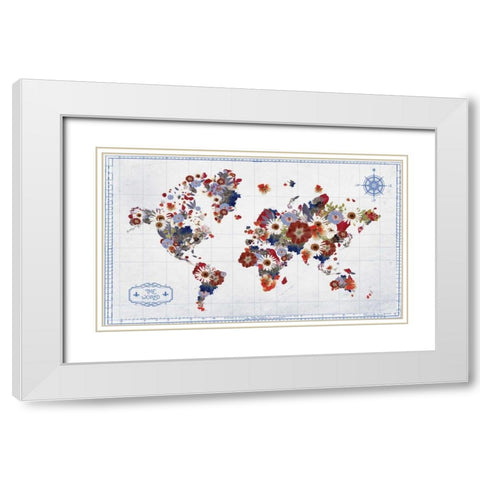 Floral Map 2 White Modern Wood Framed Art Print with Double Matting by Brown, Victoria