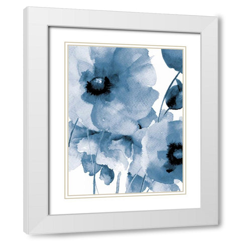 Raining Flowers White Modern Wood Framed Art Print with Double Matting by Brown, Victoria