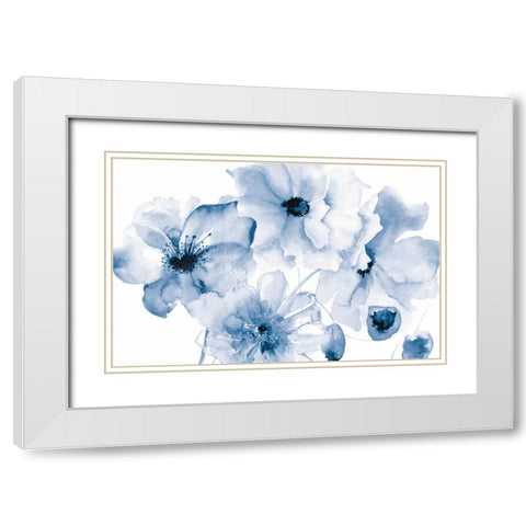 Flowering Blue White Modern Wood Framed Art Print with Double Matting by Brown, Victoria