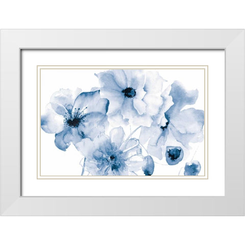 Flowering Blue White Modern Wood Framed Art Print with Double Matting by Brown, Victoria