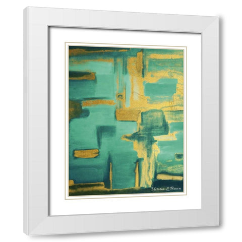 Golden Teal White Modern Wood Framed Art Print with Double Matting by Brown, Victoria