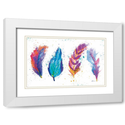 Feathers White Modern Wood Framed Art Print with Double Matting by Brown, Victoria