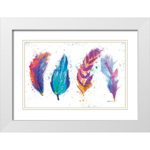 Feathers White Modern Wood Framed Art Print with Double Matting by Brown, Victoria