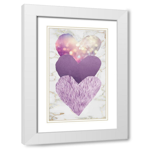 Triple Heart Purple White Modern Wood Framed Art Print with Double Matting by Brown, Victoria