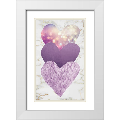 Triple Heart Purple White Modern Wood Framed Art Print with Double Matting by Brown, Victoria