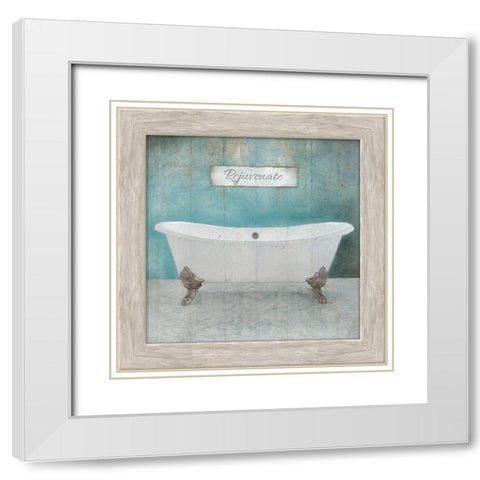 Wood Framed Aqua Bath White Modern Wood Framed Art Print with Double Matting by Brown, Victoria