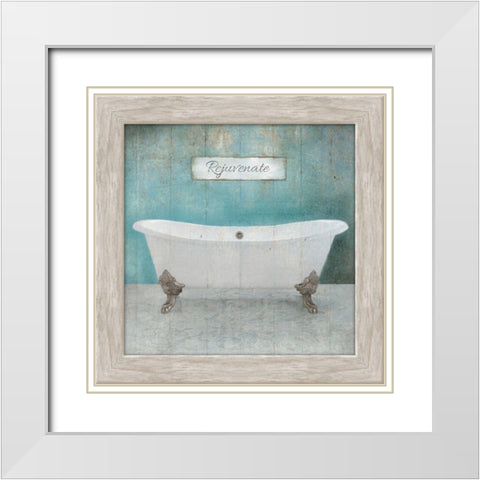Wood Framed Aqua Bath White Modern Wood Framed Art Print with Double Matting by Brown, Victoria