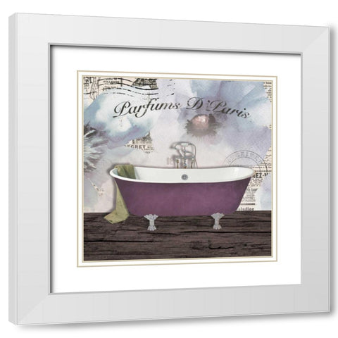 Watercolor Bath White Modern Wood Framed Art Print with Double Matting by Brown, Victoria