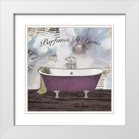 Watercolor Bath White Modern Wood Framed Art Print with Double Matting by Brown, Victoria