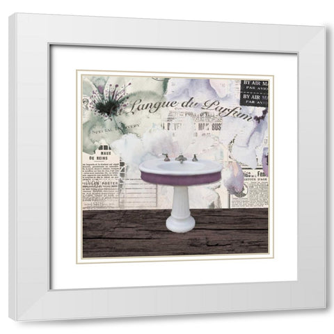 Watercolor Bath 2 White Modern Wood Framed Art Print with Double Matting by Brown, Victoria
