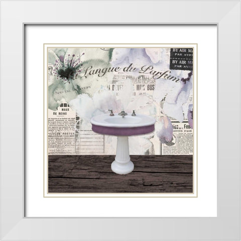 Watercolor Bath 2 White Modern Wood Framed Art Print with Double Matting by Brown, Victoria
