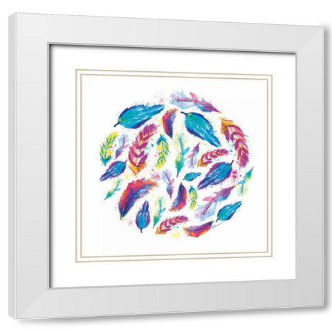 Feather Cycle White Modern Wood Framed Art Print with Double Matting by Brown, Victoria