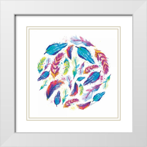 Feather Cycle White Modern Wood Framed Art Print with Double Matting by Brown, Victoria