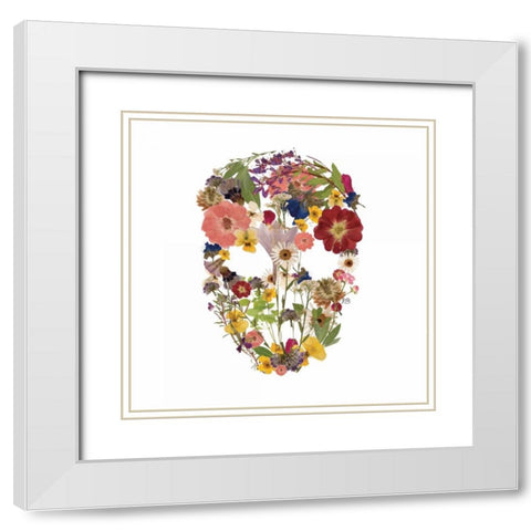 Flowerskull 3 White Modern Wood Framed Art Print with Double Matting by Brown, Victoria