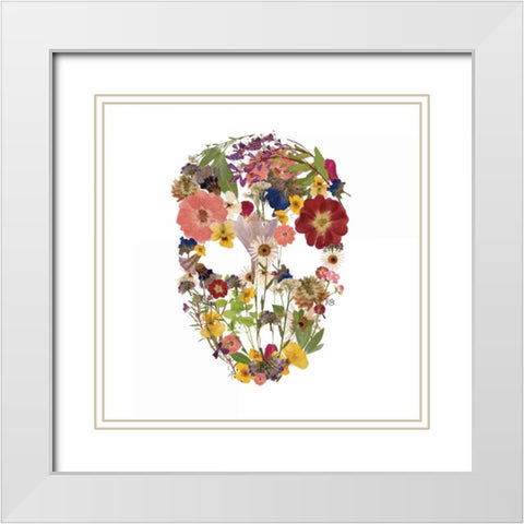 Flowerskull 3 White Modern Wood Framed Art Print with Double Matting by Brown, Victoria