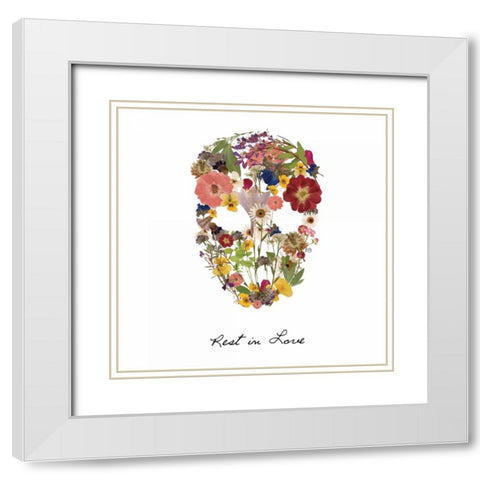 Flowerskull 2 White Modern Wood Framed Art Print with Double Matting by Brown, Victoria