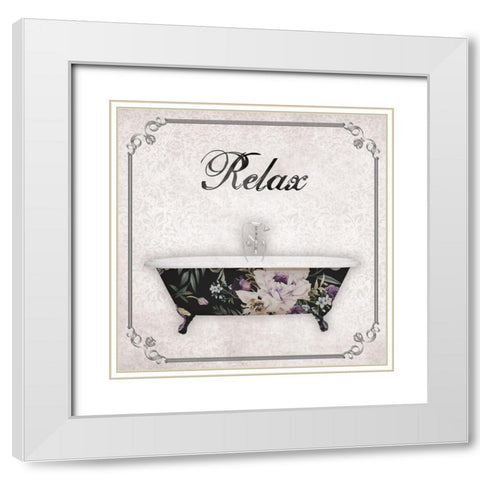 Relax Bath White Modern Wood Framed Art Print with Double Matting by Brown, Victoria