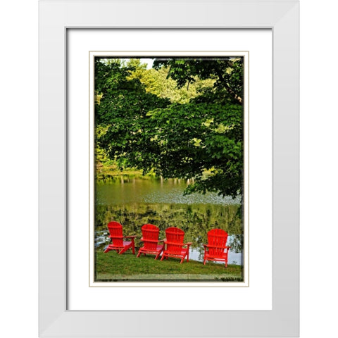 A Family Of Adirondak Chairs White Modern Wood Framed Art Print with Double Matting by Foschino, Suzanne