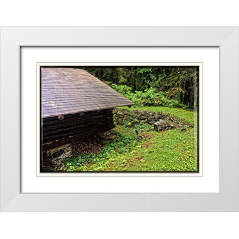 Deep Woods Lean To Vintage White Modern Wood Framed Art Print with Double Matting by Foschino, Suzanne
