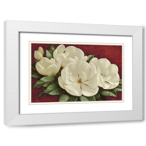 Magnolia I White Modern Wood Framed Art Print with Double Matting by Levashov, Igor