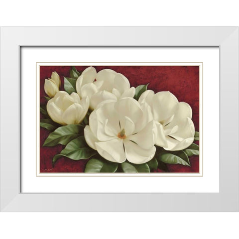 Magnolia I White Modern Wood Framed Art Print with Double Matting by Levashov, Igor