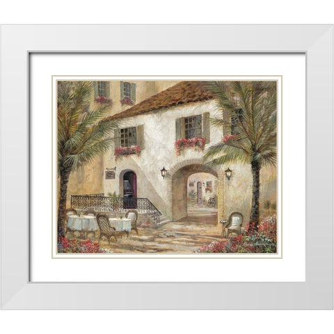 Gentle Palms And Wine White Modern Wood Framed Art Print with Double Matting by Manning, Ruane