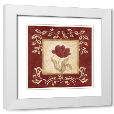 Scarlet Shine I White Modern Wood Framed Art Print with Double Matting by Carroll, Jane