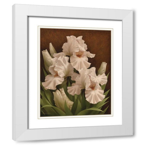 Iris Illumination I White Modern Wood Framed Art Print with Double Matting by Levashov, Igor