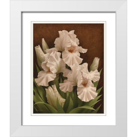 Iris Illumination I White Modern Wood Framed Art Print with Double Matting by Levashov, Igor