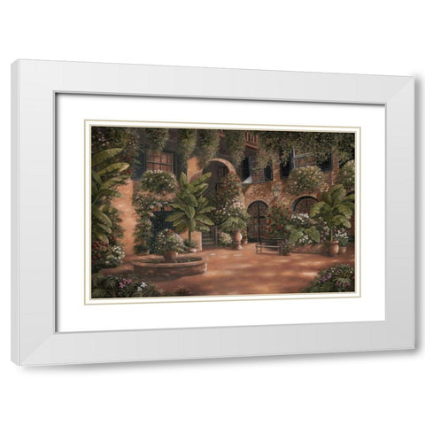 French Quarter Courtyard I White Modern Wood Framed Art Print with Double Matting by Brown, Betsy