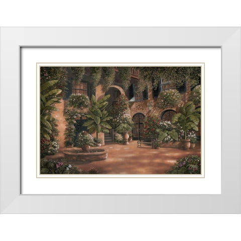French Quarter Courtyard I White Modern Wood Framed Art Print with Double Matting by Brown, Betsy