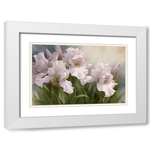 White Iris Elegance I White Modern Wood Framed Art Print with Double Matting by Levashov, Igor