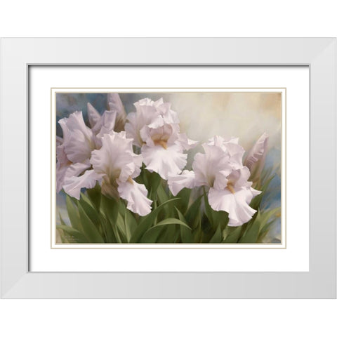White Iris Elegance I White Modern Wood Framed Art Print with Double Matting by Levashov, Igor