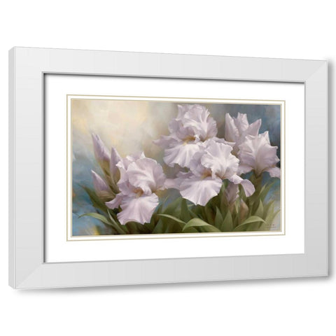 White Iris Elegance II White Modern Wood Framed Art Print with Double Matting by Levashov, Igor