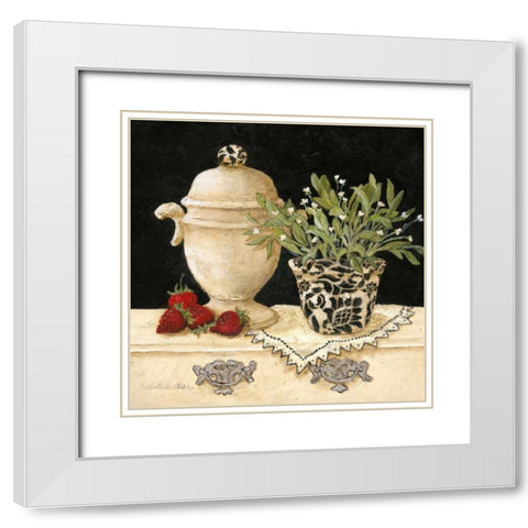Strawberry Still Life White Modern Wood Framed Art Print with Double Matting by Olson, Charlene