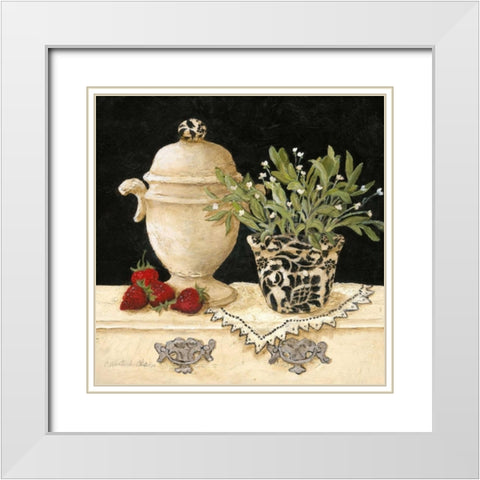 Strawberry Still Life White Modern Wood Framed Art Print with Double Matting by Olson, Charlene