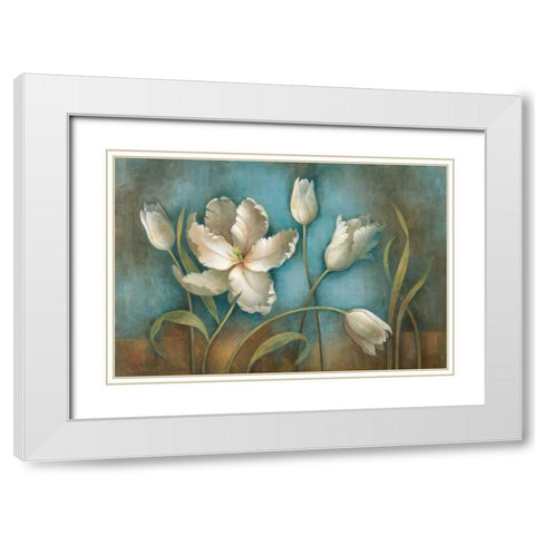 Tulip Melody White Modern Wood Framed Art Print with Double Matting by Vollherbst-Lane, Elaine