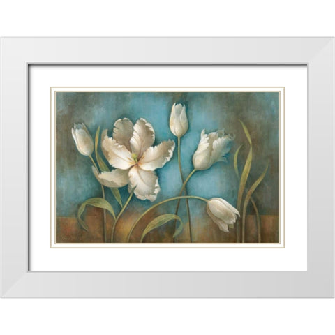 Tulip Melody White Modern Wood Framed Art Print with Double Matting by Vollherbst-Lane, Elaine