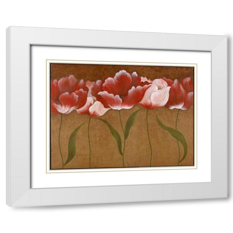 Flower Dance I White Modern Wood Framed Art Print with Double Matting by Tava Studios