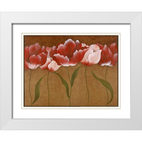 Flower Dance I White Modern Wood Framed Art Print with Double Matting by Tava Studios