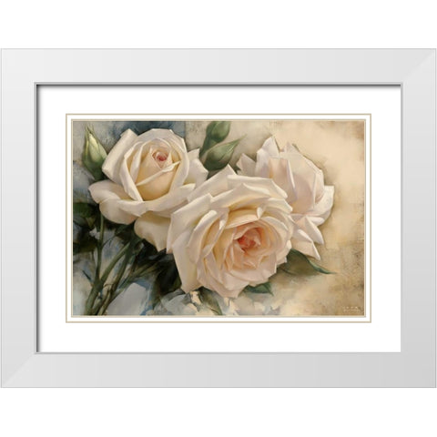 La Roseraie I White Modern Wood Framed Art Print with Double Matting by Levashov, Igor