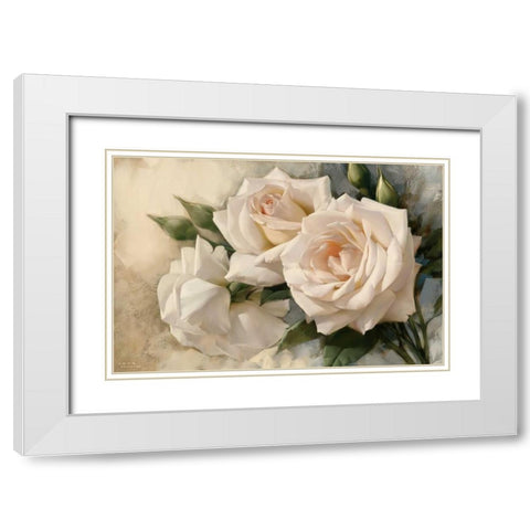 La Roseraie II White Modern Wood Framed Art Print with Double Matting by Levashov, Igor