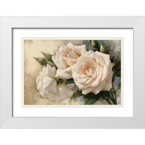 La Roseraie II White Modern Wood Framed Art Print with Double Matting by Levashov, Igor