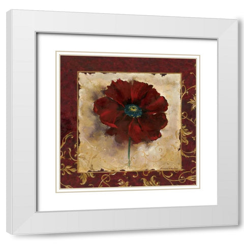 Poppy White Modern Wood Framed Art Print with Double Matting by Henson, Richard