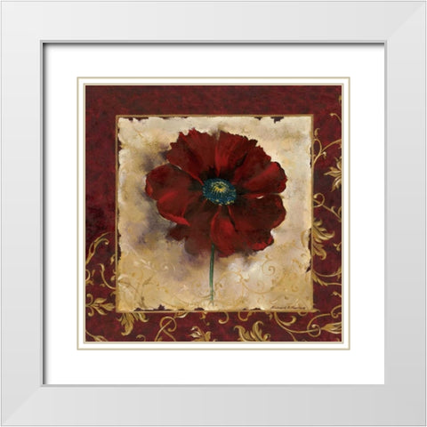 Poppy White Modern Wood Framed Art Print with Double Matting by Henson, Richard