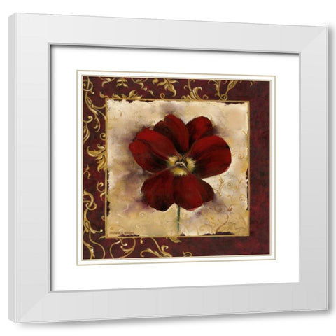 Pansy White Modern Wood Framed Art Print with Double Matting by Henson, Richard