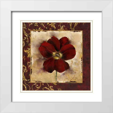 Pansy White Modern Wood Framed Art Print with Double Matting by Henson, Richard