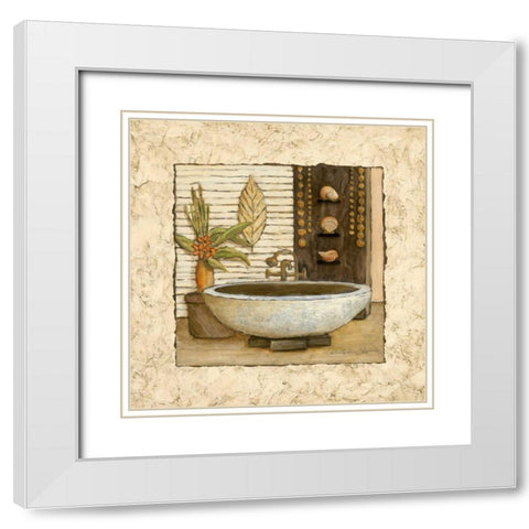 Feng Shui Bath II White Modern Wood Framed Art Print with Double Matting by Olson, Charlene