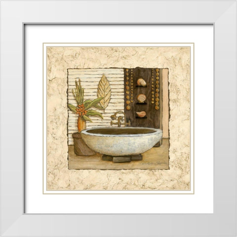 Feng Shui Bath II White Modern Wood Framed Art Print with Double Matting by Olson, Charlene