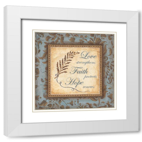 Love Faith Hope White Modern Wood Framed Art Print with Double Matting by Tava Studios